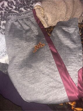 Colosseum Gray Joggers with Maroon Side Stripe and Gold Emblem